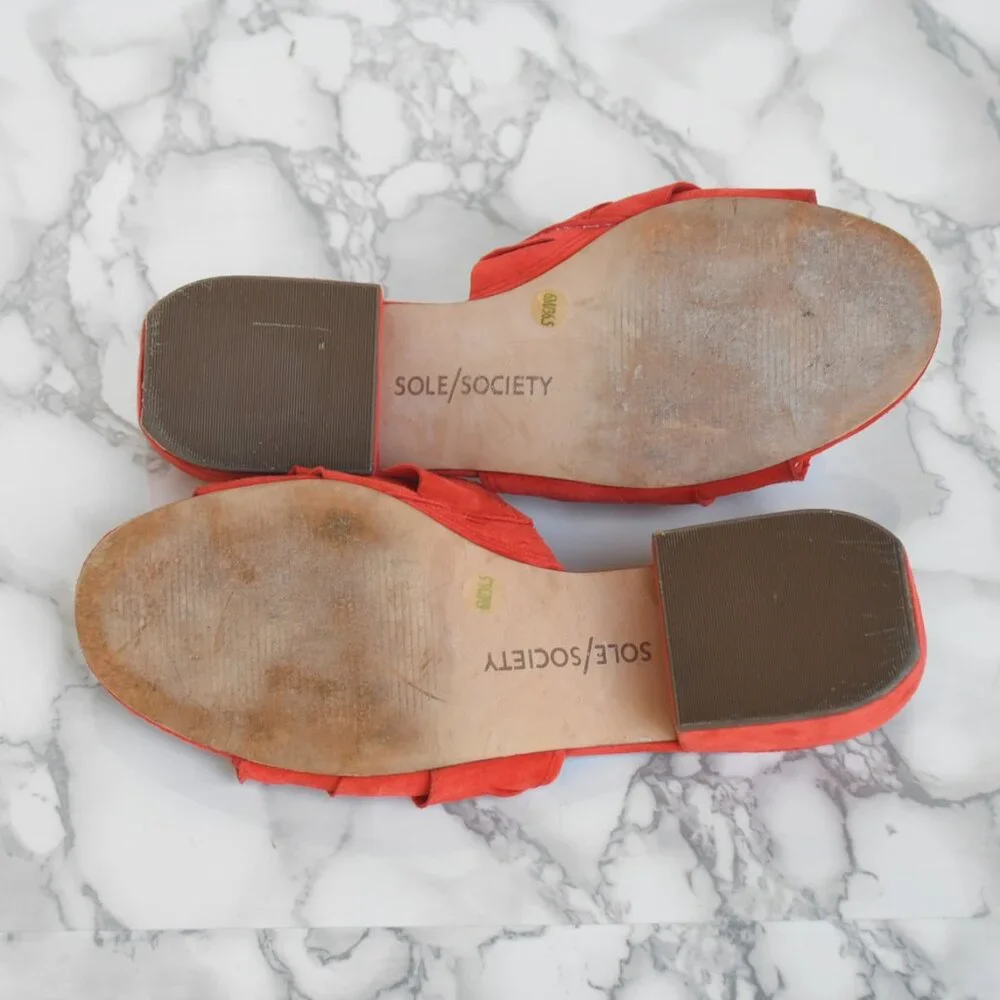 Sole Society So-Valentina Ruffle Flat Color Orange Coral Size 6 - Picture 5 of 6